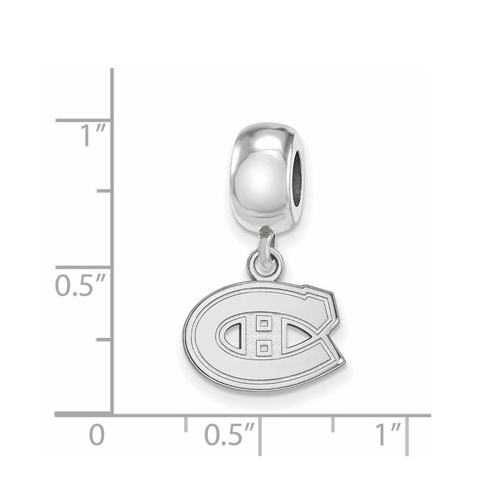 Alternate view of the Sterling Silver Rhodium Plated NHL Montreal Canadiens XS Dangle Bead by The Black Bow Jewelry Co.