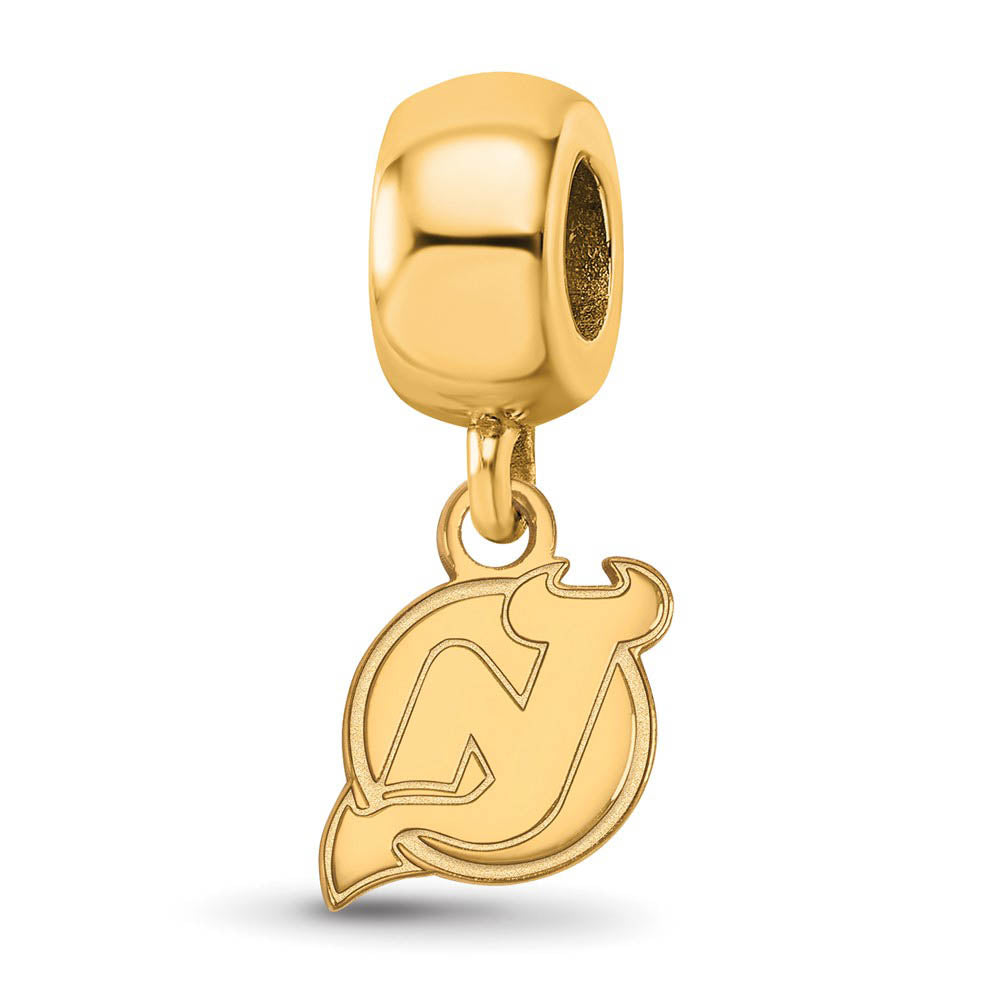 14K Yellow Gold Plated Sterling Silver NHL NJ Devils XS Dangle Bead, Item B19100 by The Black Bow Jewelry Co.