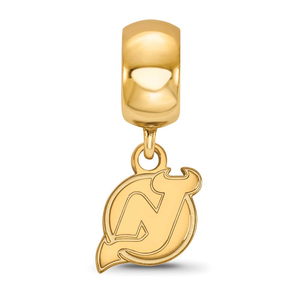 Alternate view of the 14K Yellow Gold Plated Sterling Silver NHL NJ Devils XS Dangle Bead by The Black Bow Jewelry Co.