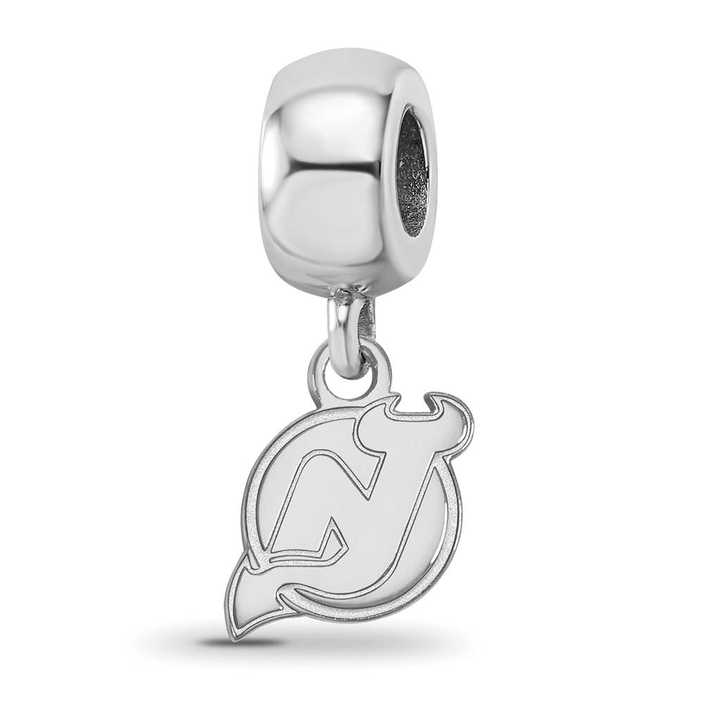 Sterling Silver Rhodium Plated NHL NJ Devils XS Dangle Bead Charm, Item B19101 by The Black Bow Jewelry Co.