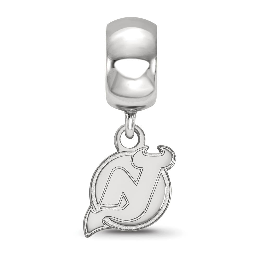 Alternate view of the Sterling Silver Rhodium Plated NHL NJ Devils XS Dangle Bead Charm by The Black Bow Jewelry Co.
