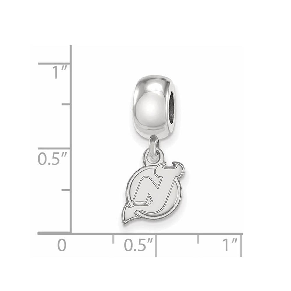 Alternate view of the Sterling Silver Rhodium Plated NHL NJ Devils XS Dangle Bead Charm by The Black Bow Jewelry Co.