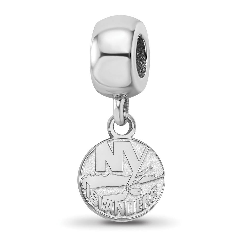 Sterling Silver Rhodium Plated NHL NY Islanders XS Dangle Bead Charm, Item B19103 by The Black Bow Jewelry Co.