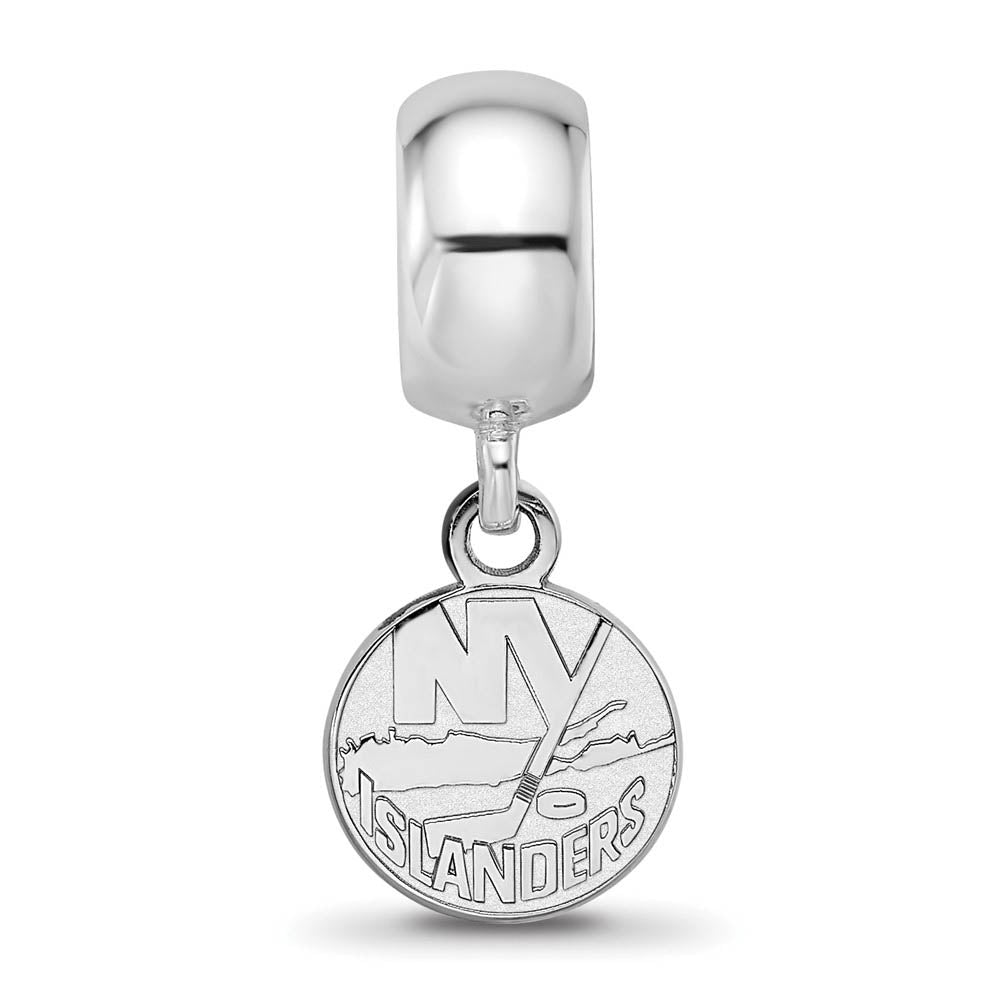 Alternate view of the Sterling Silver Rhodium Plated NHL NY Islanders XS Dangle Bead Charm by The Black Bow Jewelry Co.