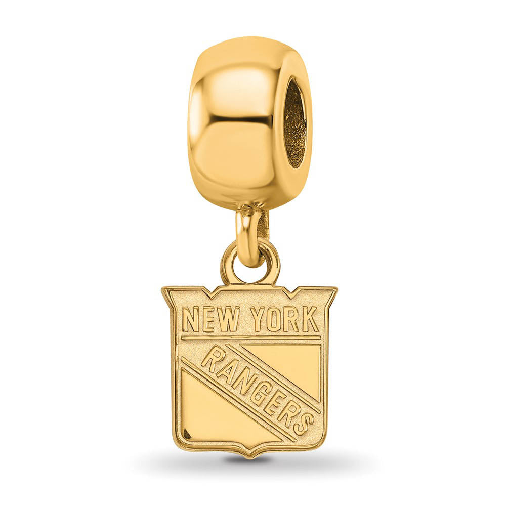 14K Yellow Gold Plated Sterling Silver NHL NY Rangers XS Dangle Bead, Item B19104 by The Black Bow Jewelry Co.