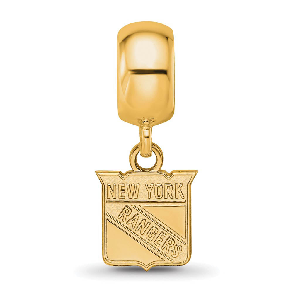 Alternate view of the 14K Yellow Gold Plated Sterling Silver NHL NY Rangers XS Dangle Bead by The Black Bow Jewelry Co.