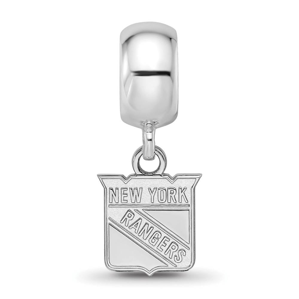Alternate view of the Sterling Silver Rhodium Plated NHL NY Rangers XS Dangle Bead Charm by The Black Bow Jewelry Co.