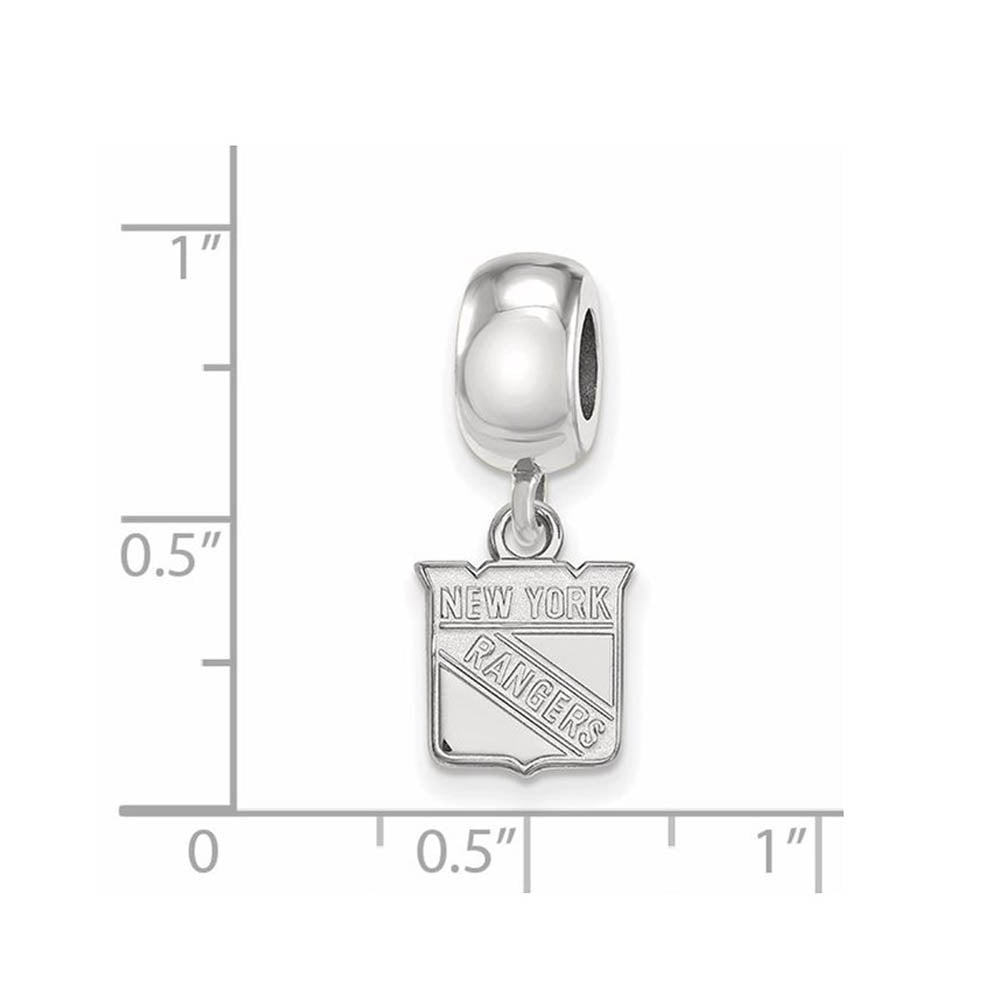 Alternate view of the Sterling Silver Rhodium Plated NHL NY Rangers XS Dangle Bead Charm by The Black Bow Jewelry Co.