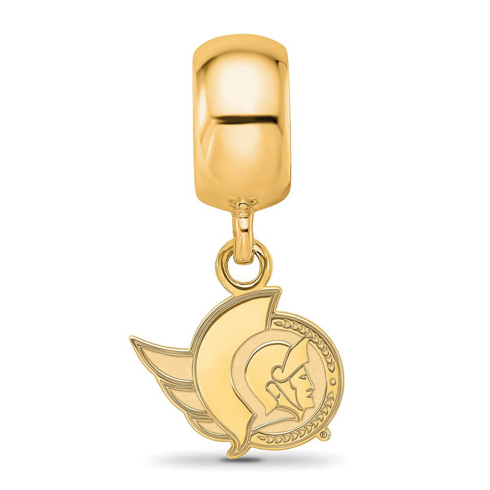 Alternate view of the 14KY Gold Plated Sterling Silver NHL Ottawa Senators XS Dangle Bead by The Black Bow Jewelry Co.