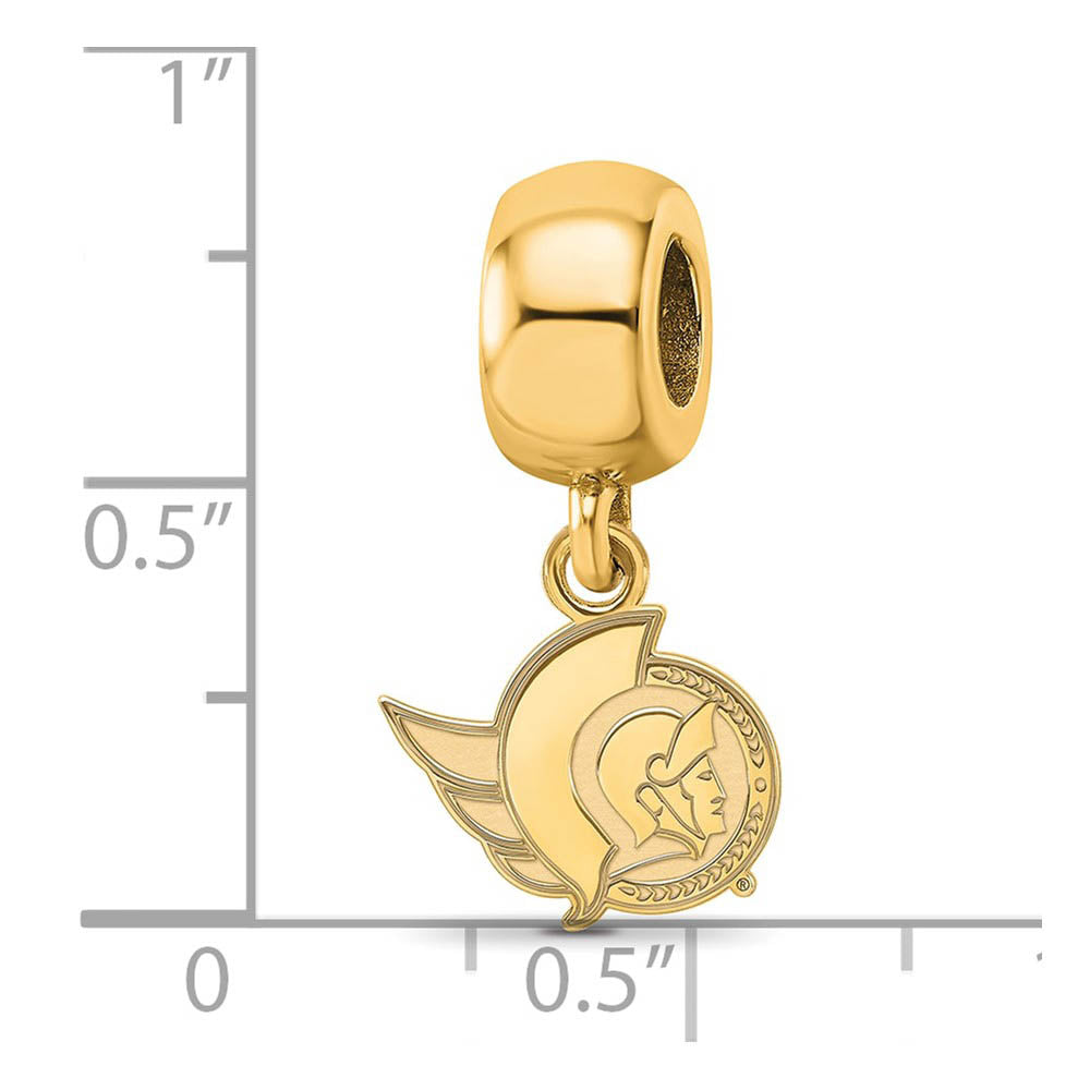 Alternate view of the 14KY Gold Plated Sterling Silver NHL Ottawa Senators XS Dangle Bead by The Black Bow Jewelry Co.