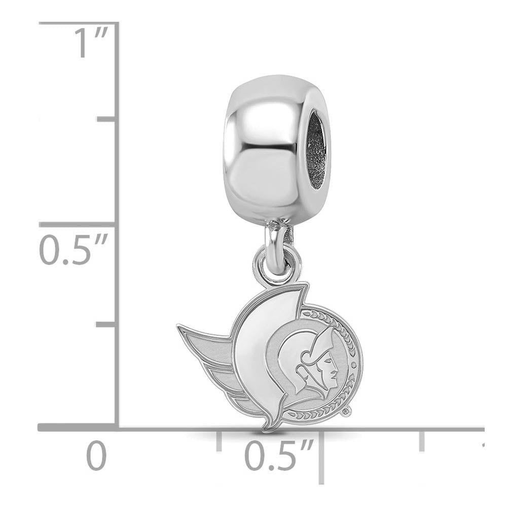Alternate view of the Sterling Silver Rhodium Plated NHL Ottawa Senators XS Dangle Bead by The Black Bow Jewelry Co.