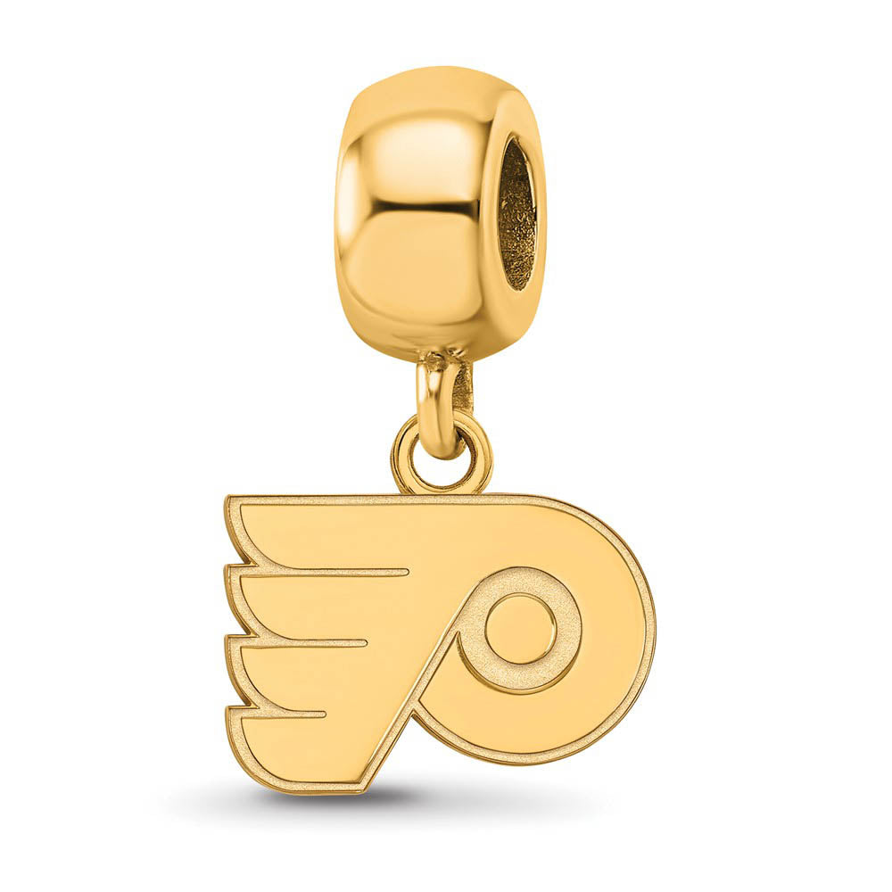 SS 14K Yellow Gold Plated NHL Philadelphia Flyers XS Dangle Bead Charm, Item B19108 by The Black Bow Jewelry Co.