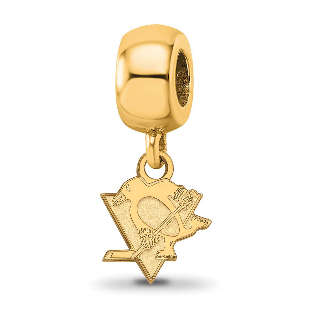 SS 14K Yellow Gold Plated NHL Pittsburgh Penguins XS Dangle Bead Charm, Item B19110 by The Black Bow Jewelry Co.