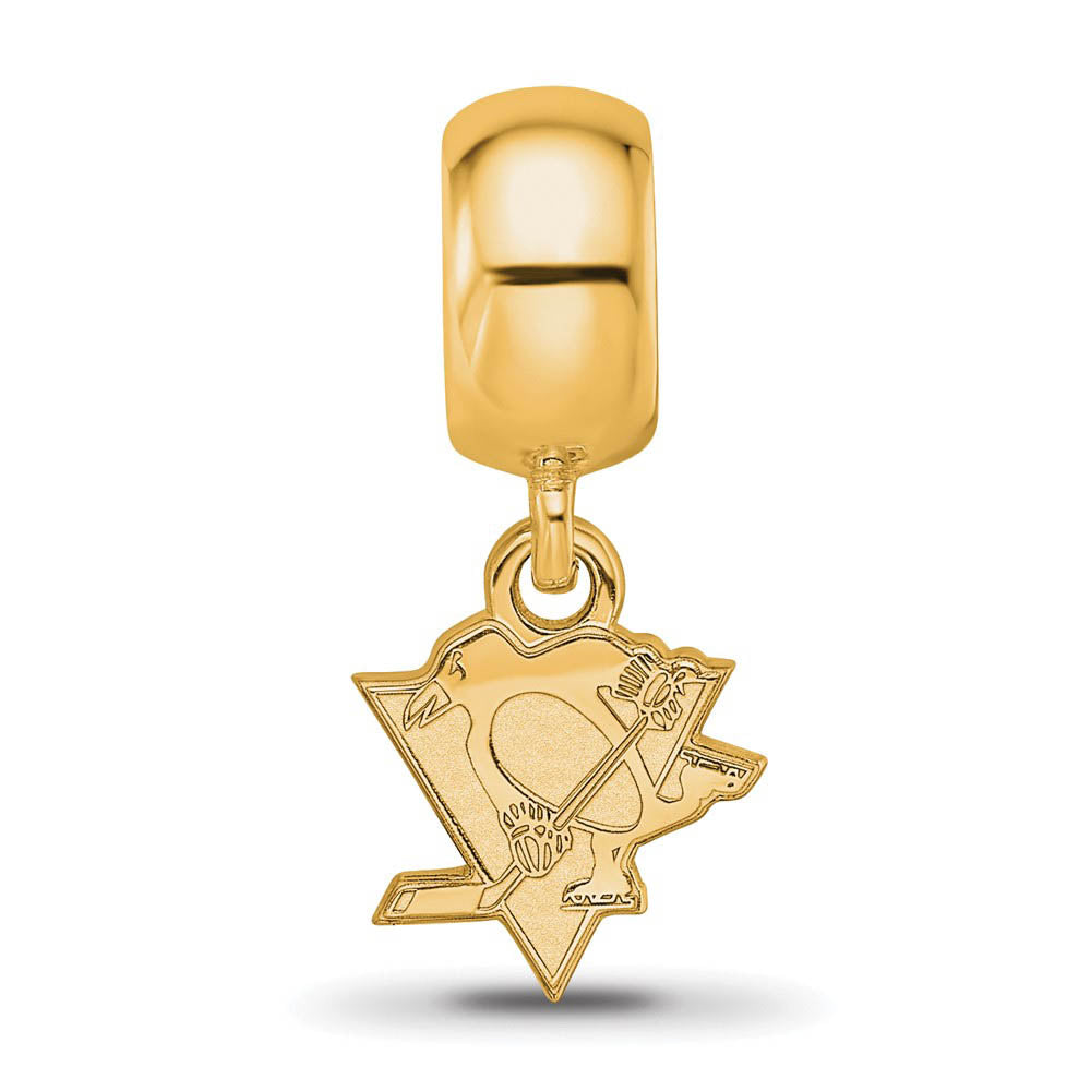 Alternate view of the SS 14K Yellow Gold Plated NHL Pittsburgh Penguins XS Dangle Bead Charm by The Black Bow Jewelry Co.
