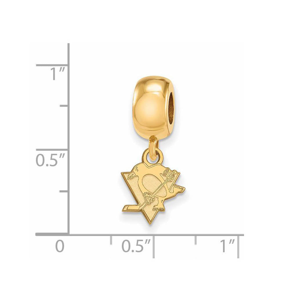 Alternate view of the SS 14K Yellow Gold Plated NHL Pittsburgh Penguins XS Dangle Bead Charm by The Black Bow Jewelry Co.