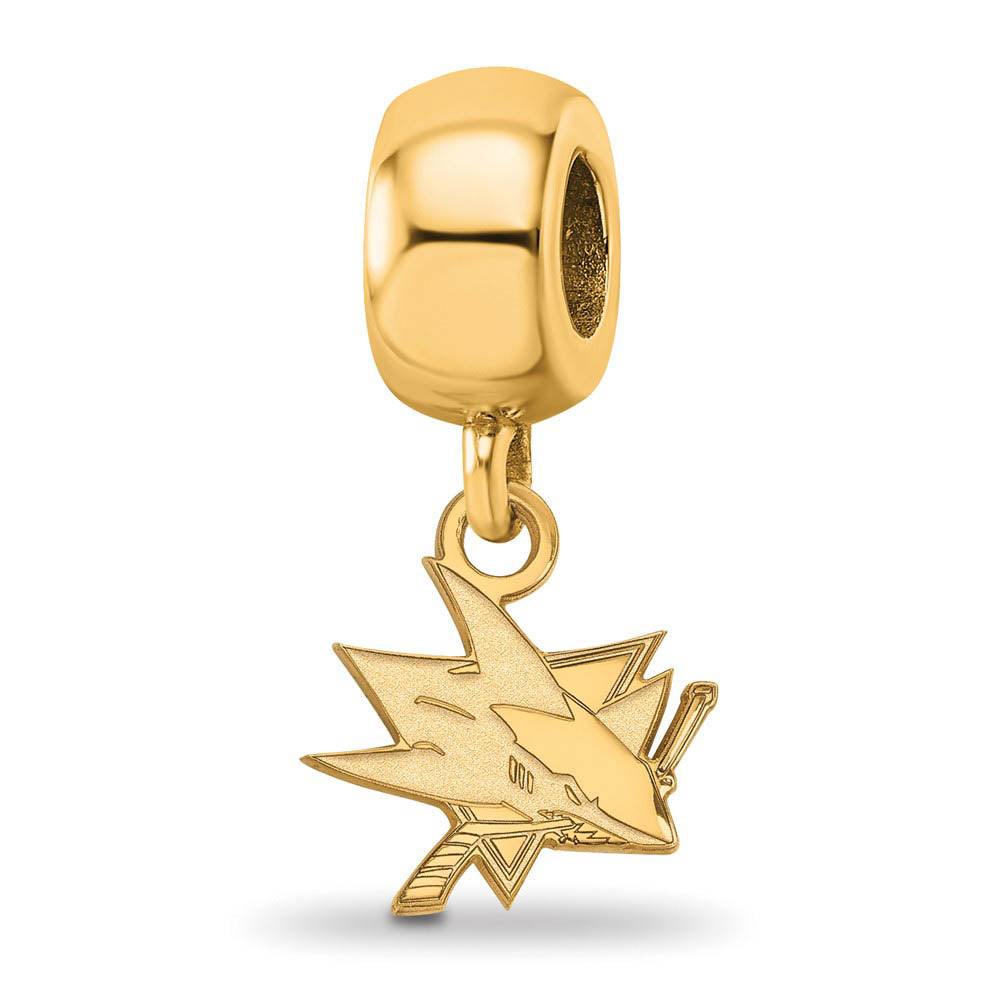 14KY Gold Plated Sterling Silver NHL San Jose Sharks XS Dangle Bead, Item B19112 by The Black Bow Jewelry Co.