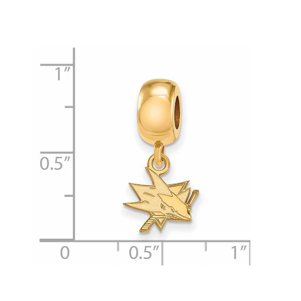 Alternate view of the 14KY Gold Plated Sterling Silver NHL San Jose Sharks XS Dangle Bead by The Black Bow Jewelry Co.
