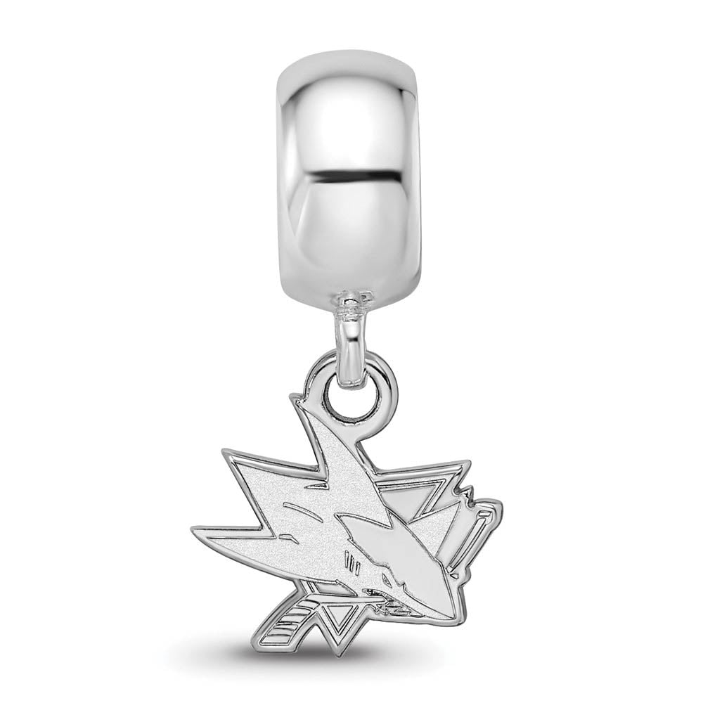Alternate view of the Sterling Silver Rhodium Plated NHL San Jose Sharks XS Dangle Bead by The Black Bow Jewelry Co.