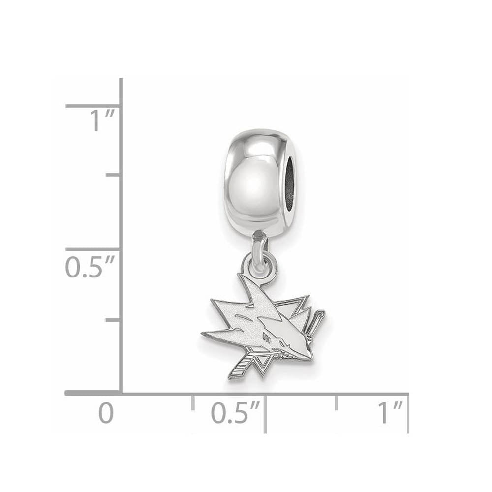 Alternate view of the Sterling Silver Rhodium Plated NHL San Jose Sharks XS Dangle Bead by The Black Bow Jewelry Co.