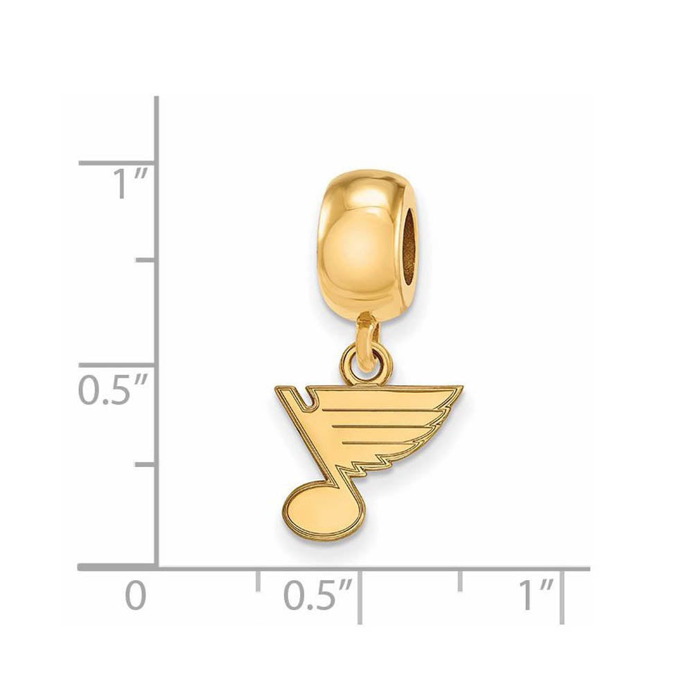 Alternate view of the S.S. 14K Yellow Gold Plated NHL St. Louis Blues XS Dangle Bead Charm by The Black Bow Jewelry Co.
