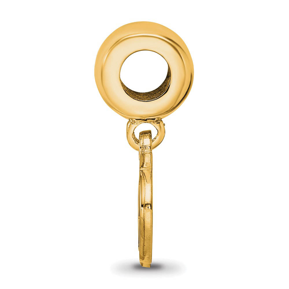 Alternate view of the S.S. 14K Yellow Gold Plated NHL Tampa Bay Lightning SM Dangle Bead by The Black Bow Jewelry Co.