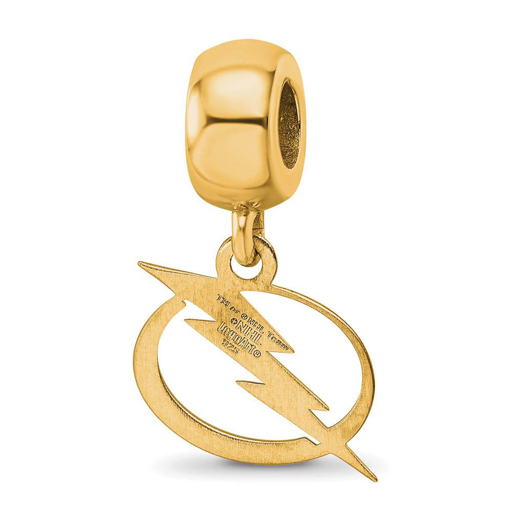 Alternate view of the S.S. 14K Yellow Gold Plated NHL Tampa Bay Lightning SM Dangle Bead by The Black Bow Jewelry Co.