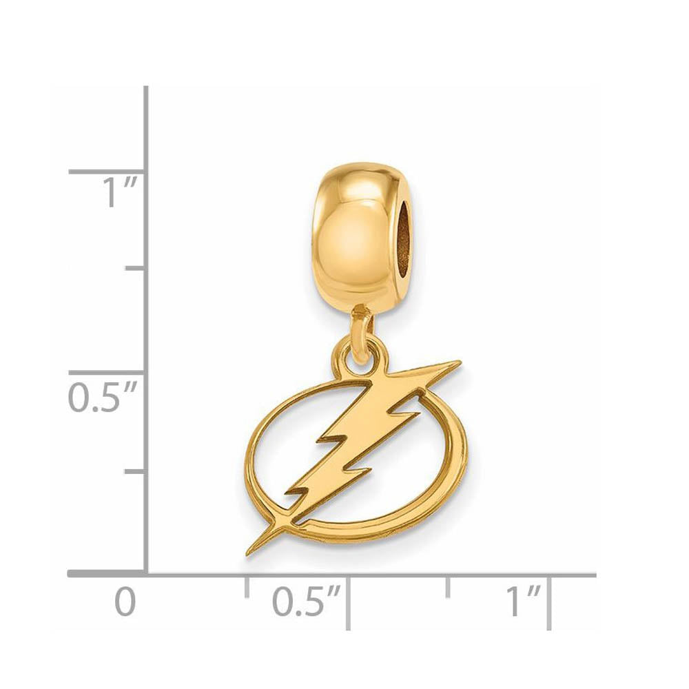 Alternate view of the S.S. 14K Yellow Gold Plated NHL Tampa Bay Lightning SM Dangle Bead by The Black Bow Jewelry Co.
