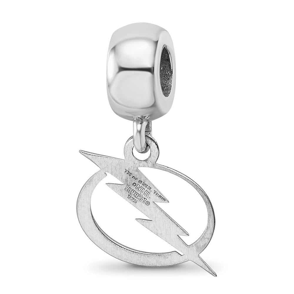 Alternate view of the Sterling Silver Rhodium Plated NHL Tampa Bay Lightning SM Dangle Bead by The Black Bow Jewelry Co.