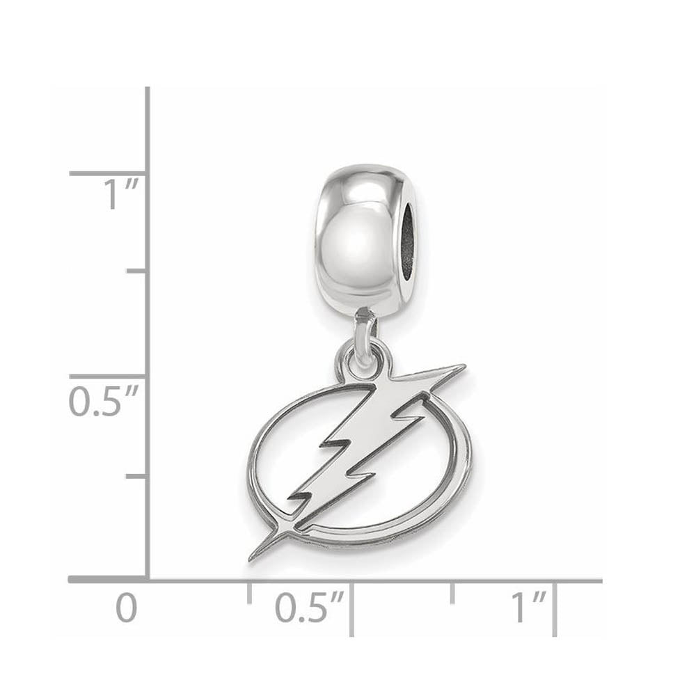 Alternate view of the Sterling Silver Rhodium Plated NHL Tampa Bay Lightning SM Dangle Bead by The Black Bow Jewelry Co.