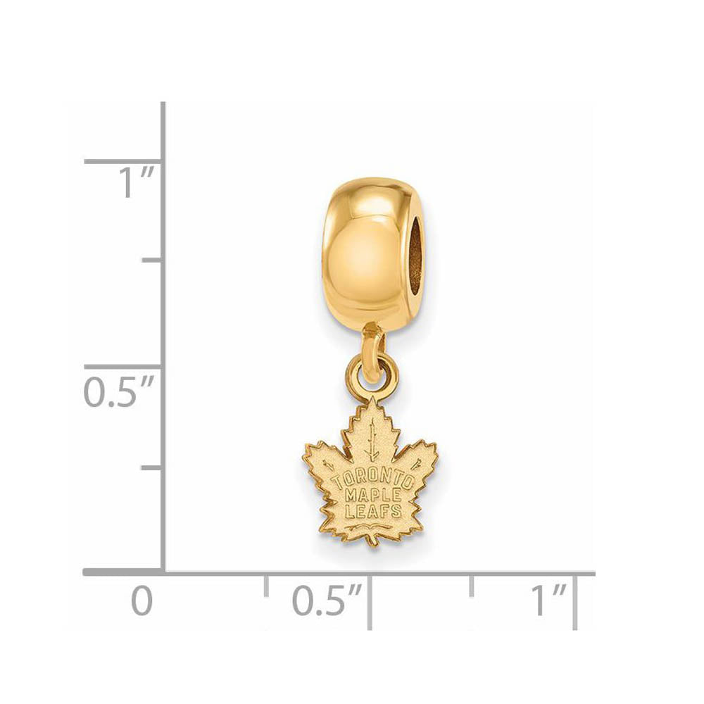 Alternate view of the 14K Yellow Gold Plated Sterling Silver NHL Maple Leafs XS Dangle Bead by The Black Bow Jewelry Co.