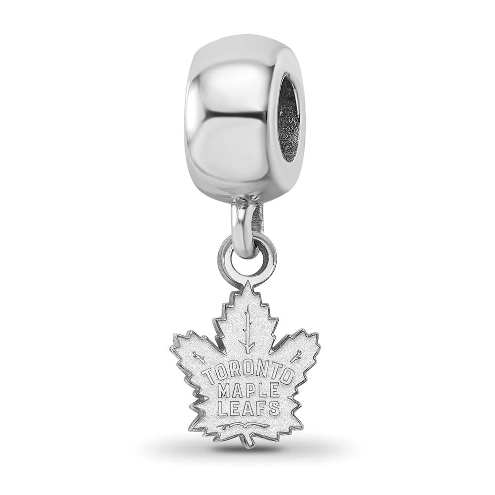 Sterling Silver Rhodium Plated NHL Maple Leafs XS Dangle Bead Charm, Item B19121 by The Black Bow Jewelry Co.