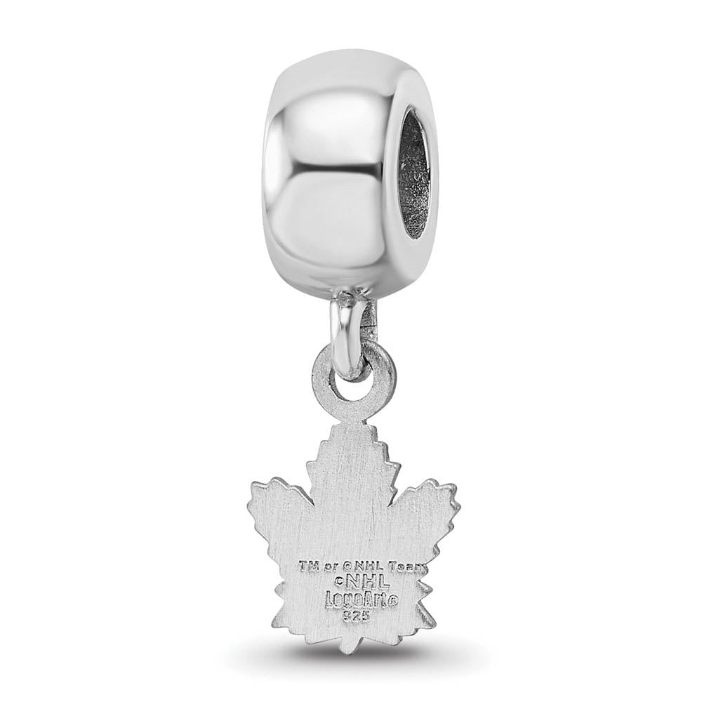 Alternate view of the Sterling Silver Rhodium Plated NHL Maple Leafs XS Dangle Bead Charm by The Black Bow Jewelry Co.