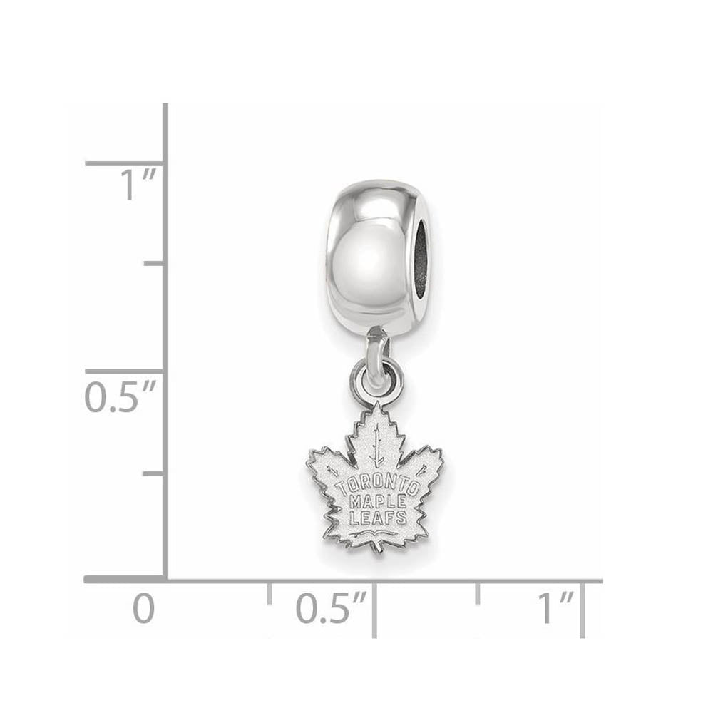 Alternate view of the Sterling Silver Rhodium Plated NHL Maple Leafs XS Dangle Bead Charm by The Black Bow Jewelry Co.