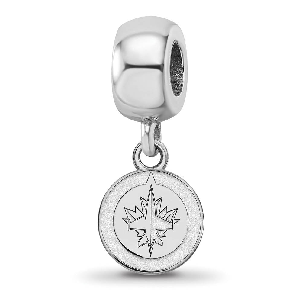 Sterling Silver Rhodium Plated NHL Winnipeg Jets XS Dangle Bead Charm, Item B19127 by The Black Bow Jewelry Co.