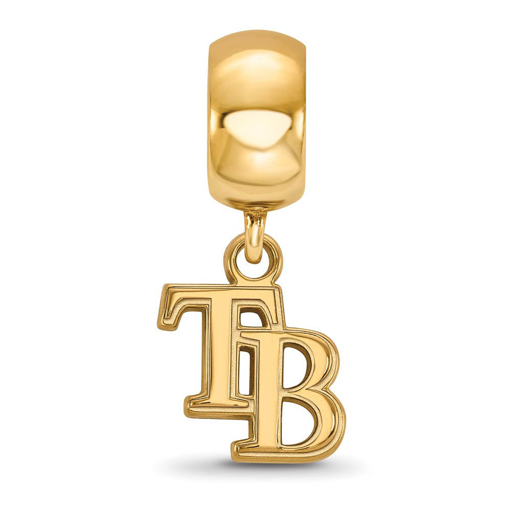 Alternate view of the S.S. 14K Yellow Gold Plated MLB Tampa Bay Rays XS Dangle Bead Charm by The Black Bow Jewelry Co.