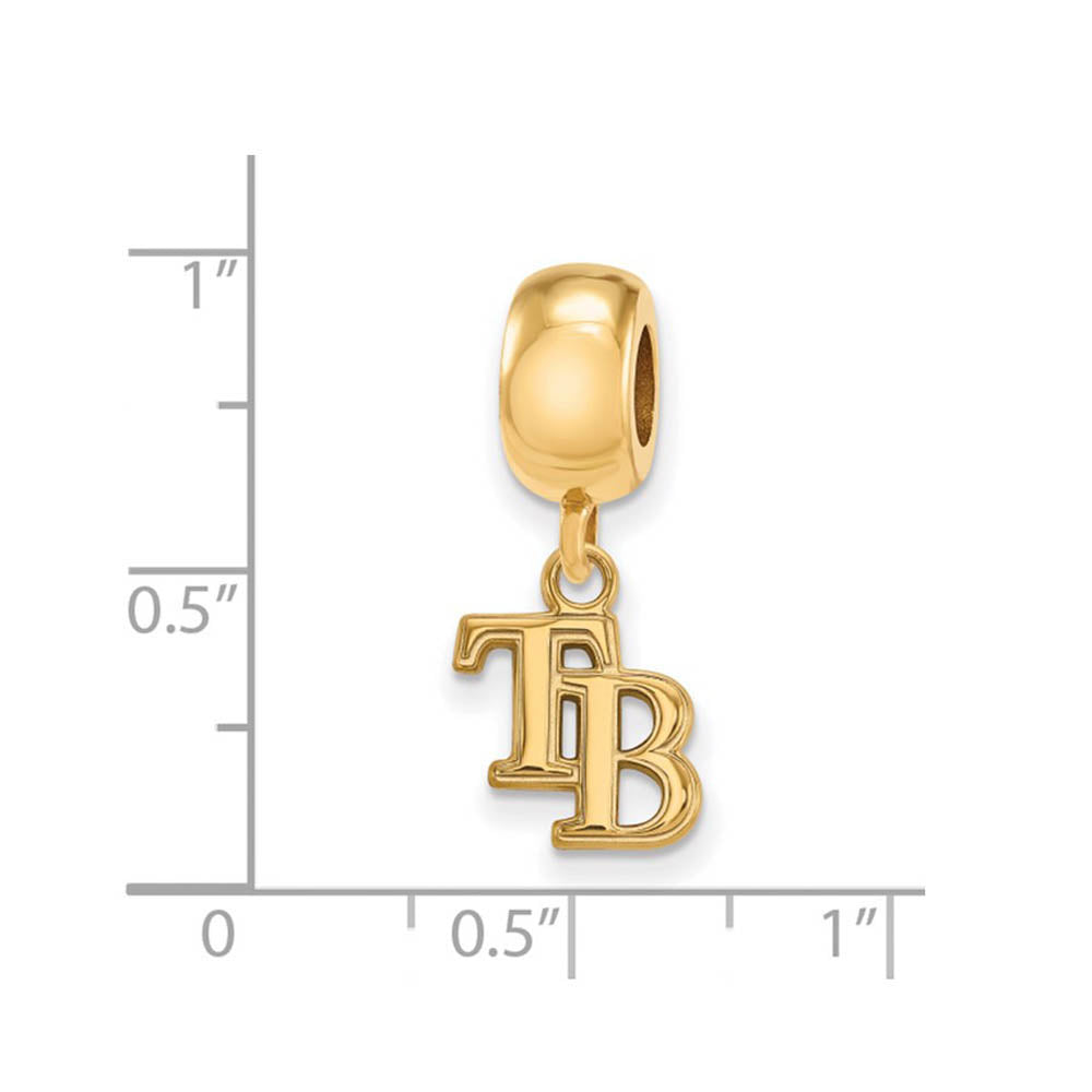 Alternate view of the S.S. 14K Yellow Gold Plated MLB Tampa Bay Rays XS Dangle Bead Charm by The Black Bow Jewelry Co.