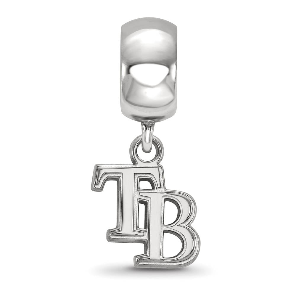 Alternate view of the Sterling Silver Rhodium Plated MLB Tampa Bay Rays XS Dangle Bead Charm by The Black Bow Jewelry Co.
