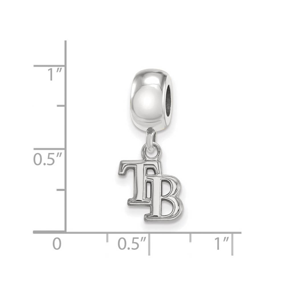 Alternate view of the Sterling Silver Rhodium Plated MLB Tampa Bay Rays XS Dangle Bead Charm by The Black Bow Jewelry Co.