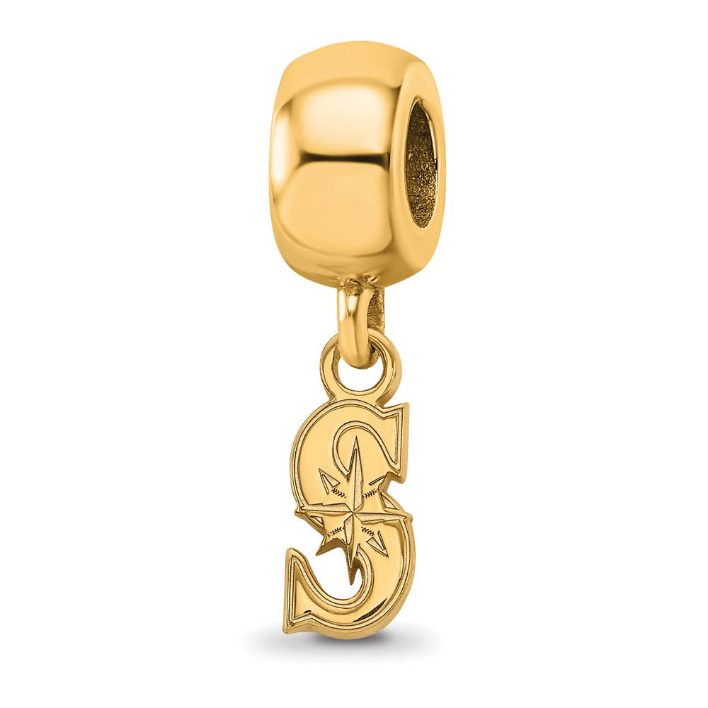 S.S. 14K Yellow Gold Plated MLB Seattle Mariners XS Dangle Bead Charm, Item B19130 by The Black Bow Jewelry Co.