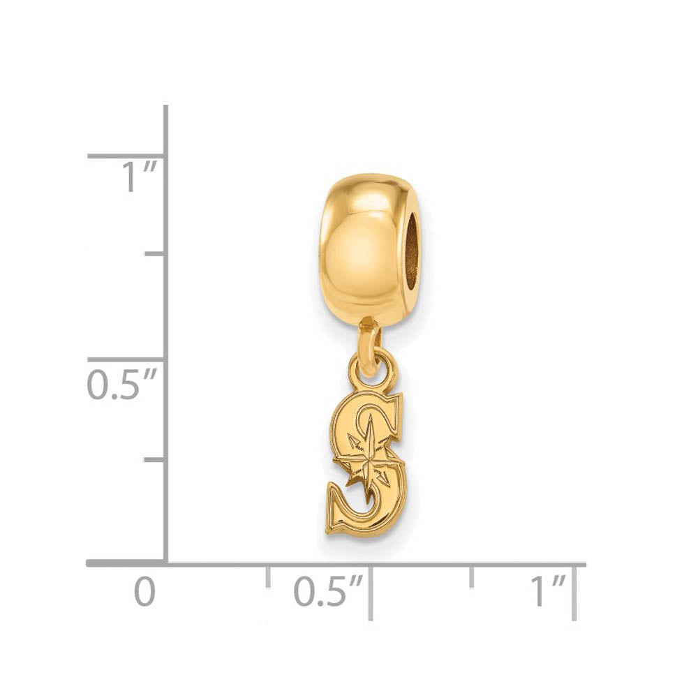 Alternate view of the S.S. 14K Yellow Gold Plated MLB Seattle Mariners XS Dangle Bead Charm by The Black Bow Jewelry Co.