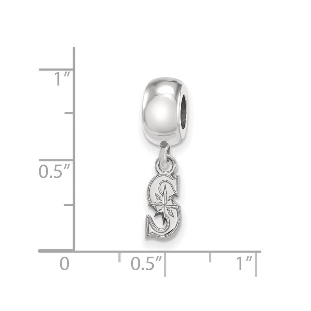 Alternate view of the Sterling Silver Rhodium Plated MLB Seattle Mariners XS Dangle Bead by The Black Bow Jewelry Co.
