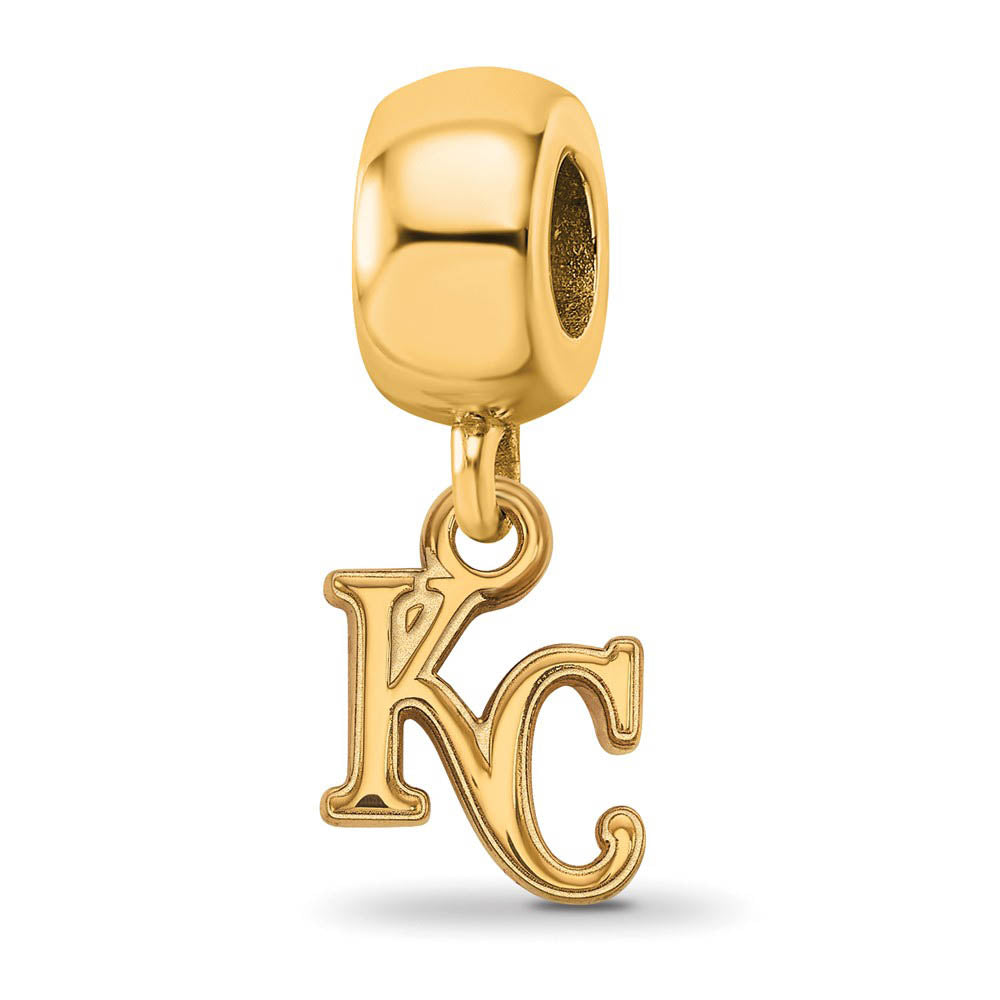 14KY Gold Plated Sterling Silver MLB Kansas City Royals XS Dangle Bead, Item B19132 by The Black Bow Jewelry Co.