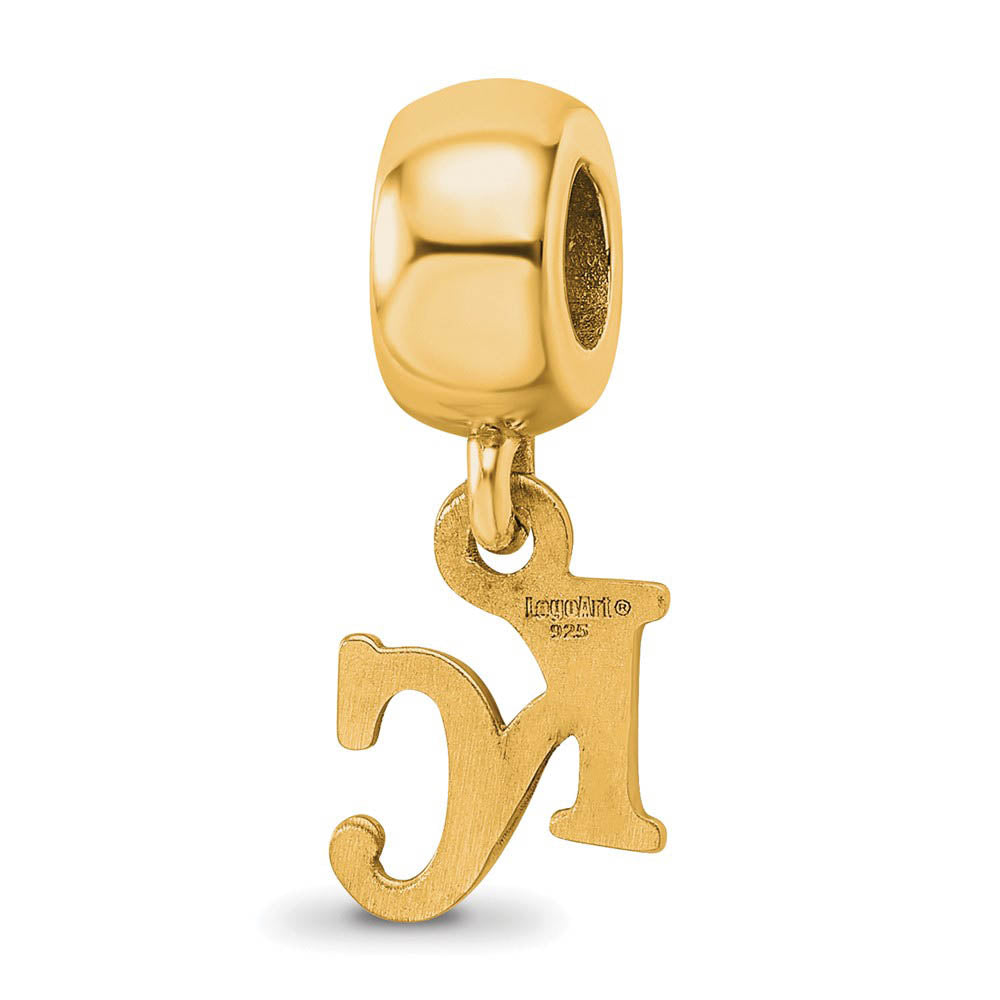 Alternate view of the 14KY Gold Plated Sterling Silver MLB Kansas City Royals XS Dangle Bead by The Black Bow Jewelry Co.