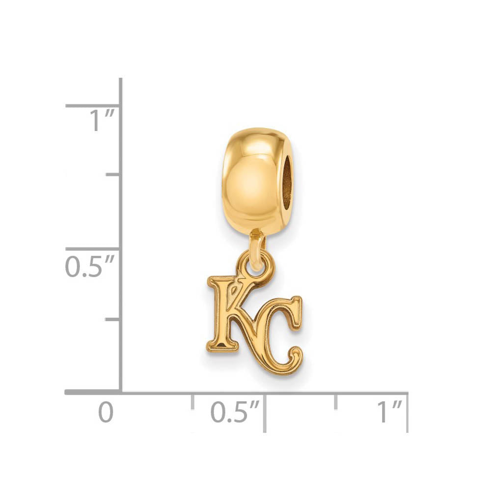 Alternate view of the 14KY Gold Plated Sterling Silver MLB Kansas City Royals XS Dangle Bead by The Black Bow Jewelry Co.