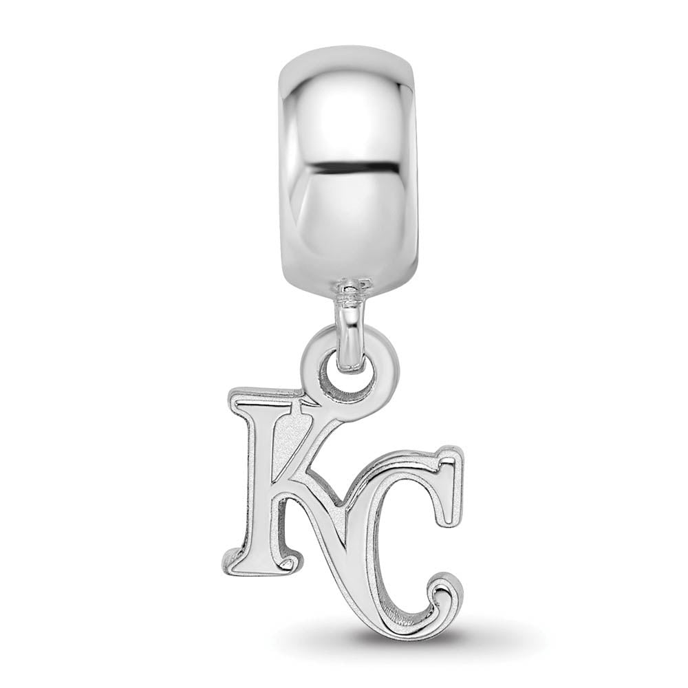 Alternate view of the Sterling Silver Rhodium Plated MLB Kansas City Royals XS Dangle Bead by The Black Bow Jewelry Co.