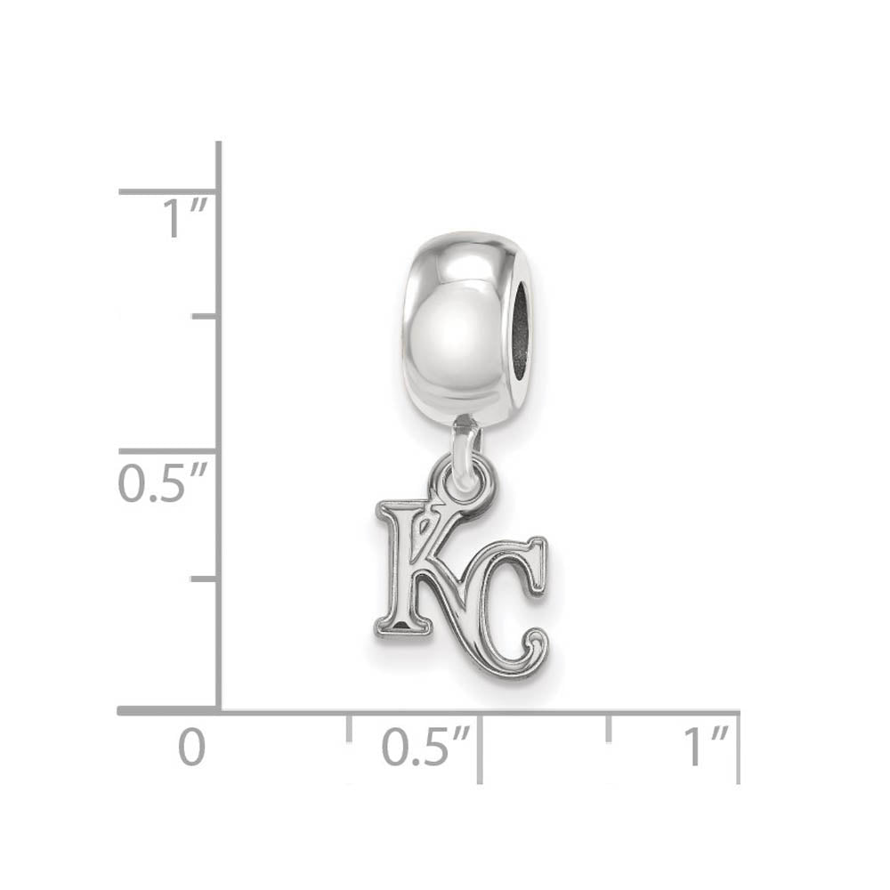 Alternate view of the Sterling Silver Rhodium Plated MLB Kansas City Royals XS Dangle Bead by The Black Bow Jewelry Co.