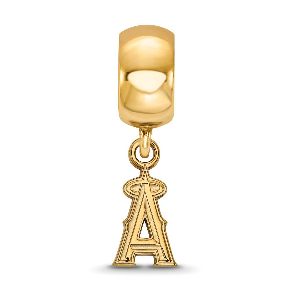 Alternate view of the 14KY Gold Plated Sterling Silver MLB Los Angeles Angels XS Dangle Bead by The Black Bow Jewelry Co.