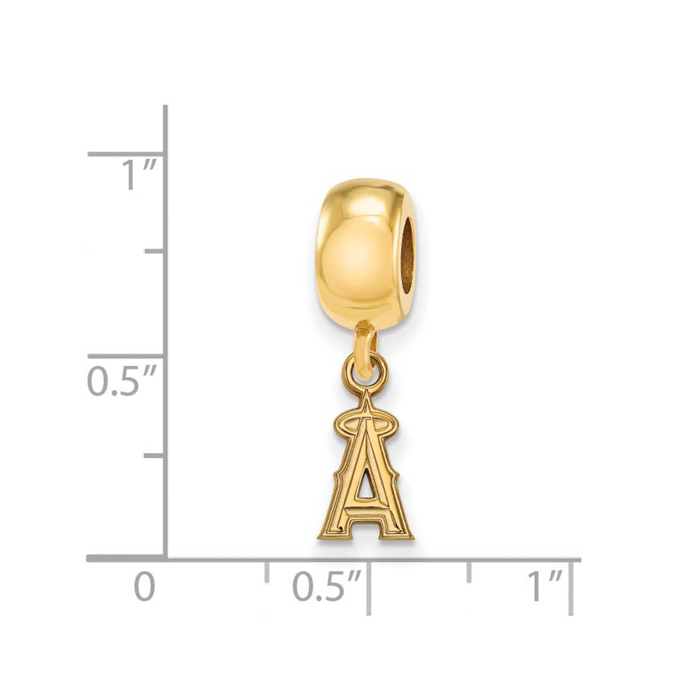 Alternate view of the 14KY Gold Plated Sterling Silver MLB Los Angeles Angels XS Dangle Bead by The Black Bow Jewelry Co.