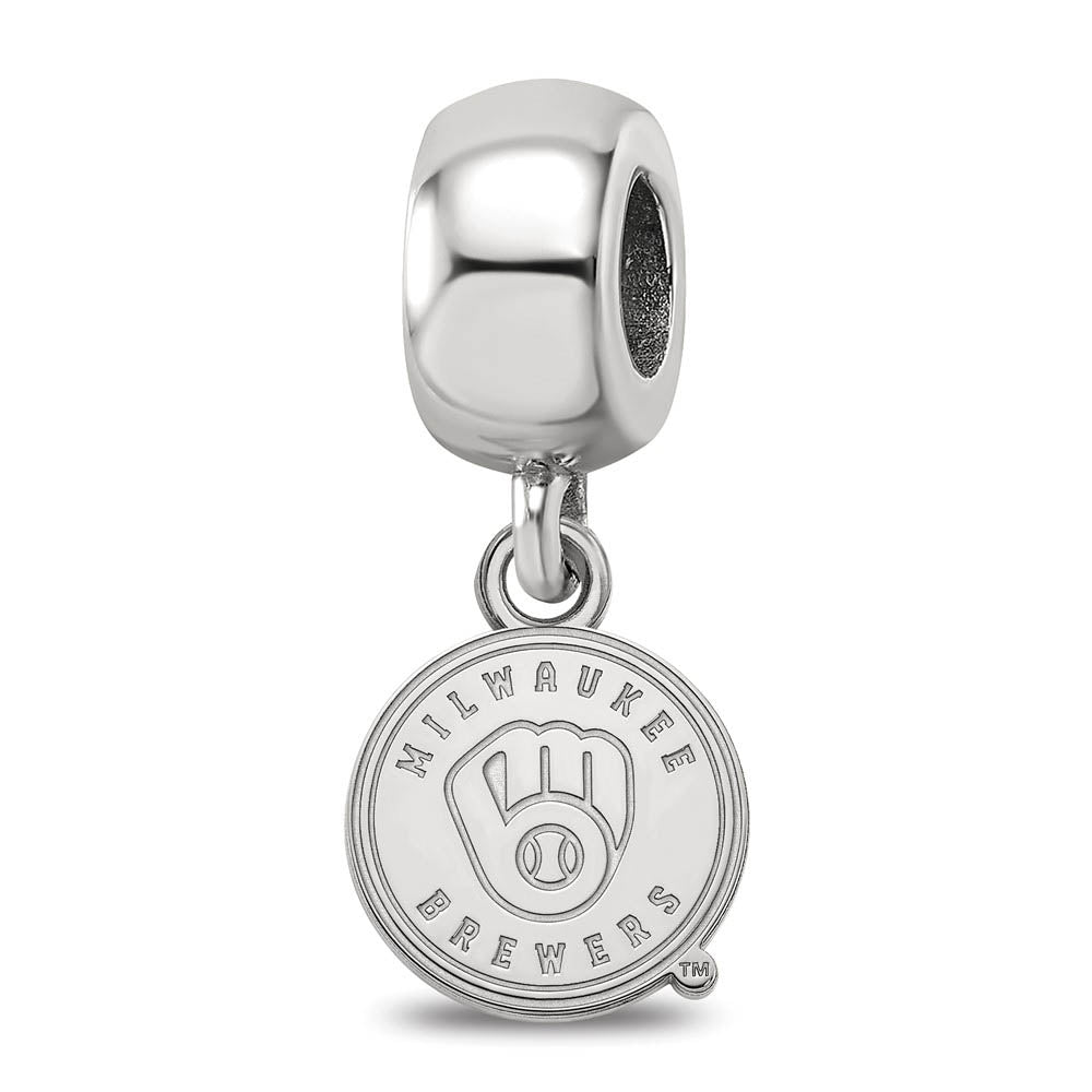 Sterling Silver Rhodium Plated MLB Milwaukee Brewers XS Dangle Bead, Item B19137 by The Black Bow Jewelry Co.