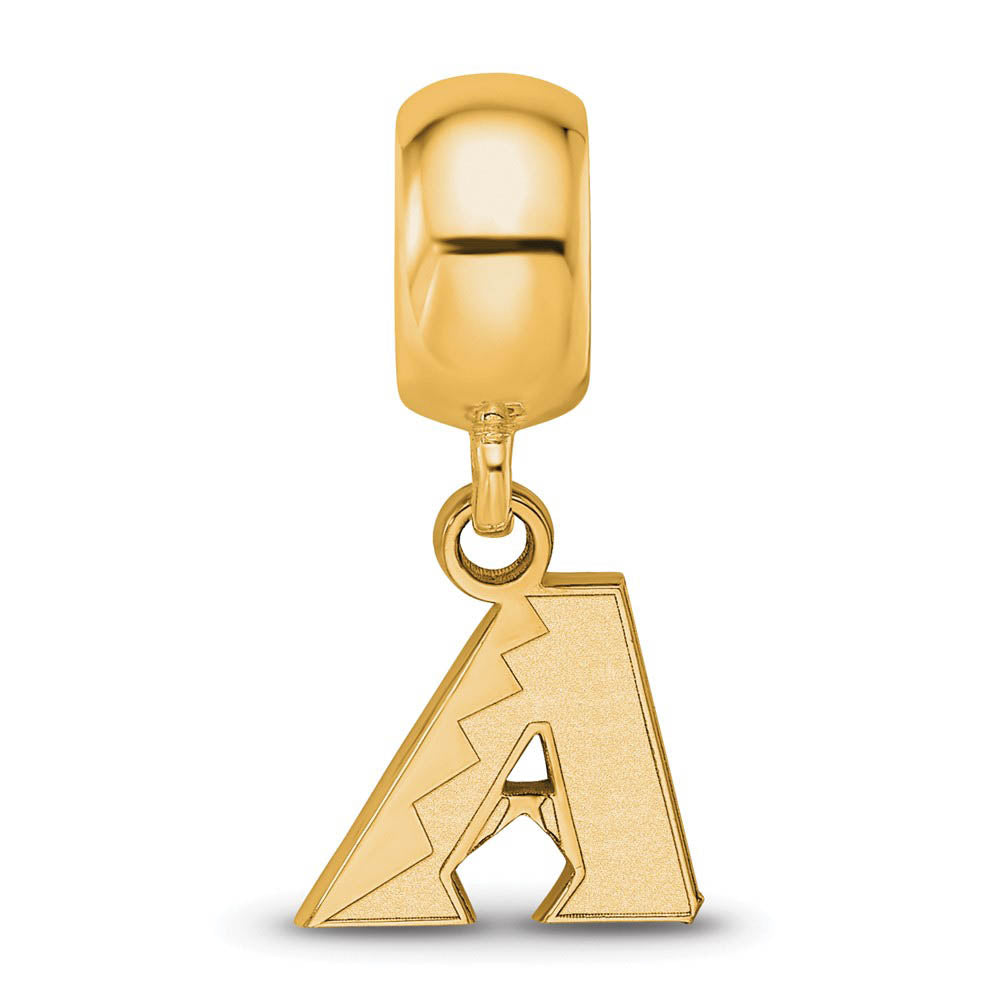 Alternate view of the 14KY Gold Plated Sterling Silver MLB Az. Diamondbacks XS Dangle Bead by The Black Bow Jewelry Co.